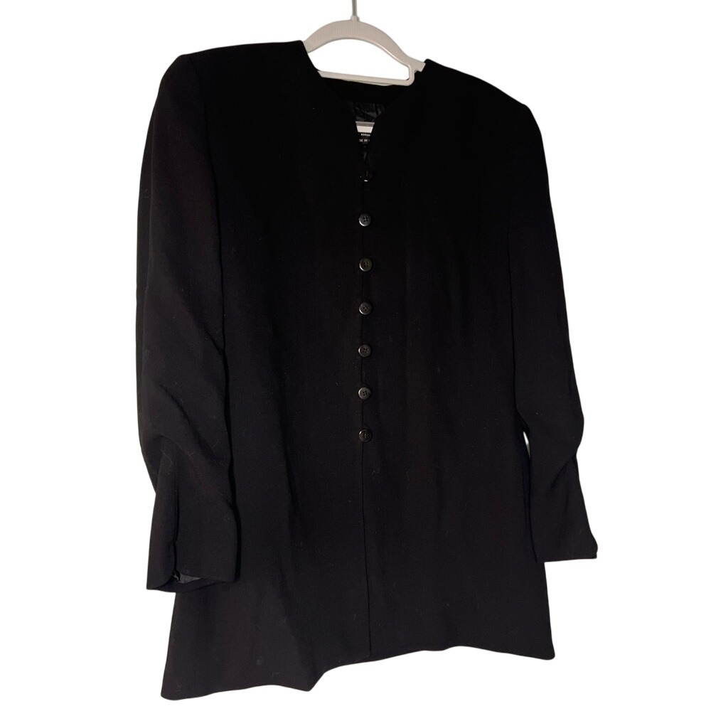 Vintage Giorgio Armani classy button down Black wool women's blazer/jacket